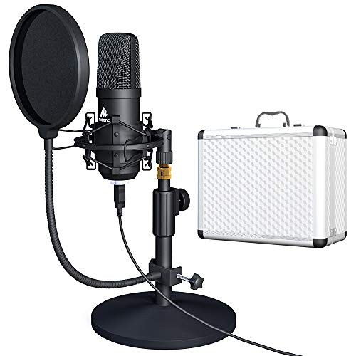 USB Microphone Kit 192KHZ/24BIT with Aluminum Organizer Storage Case MAONO AU-A04TC PC Condenser Podcast Streaming Cardioid Mic Plug & Play for Computer, YouTube, Gaming Recording