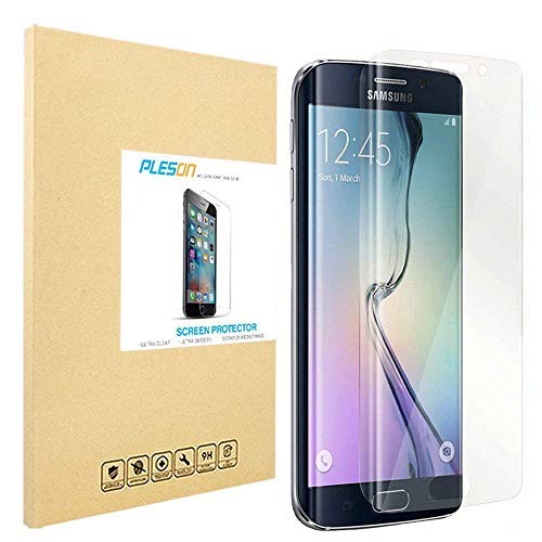 PLESON Galaxy S6 Edge Screen Protector [Full Coverage], Upgrade [2-Pack] Samsung Galaxy S6 Edge Screen Protector Edge to Edge,Ultra Clear,Anti-Bubbles Crystal Invisible PET Shield