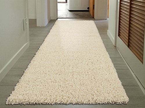 Sweet Home Stores Cozy Shag Collection Cream Solid Shag Rug (2'0"X4'11") Contemporary Living and Bedroom Soft Shaggy Runner Rug