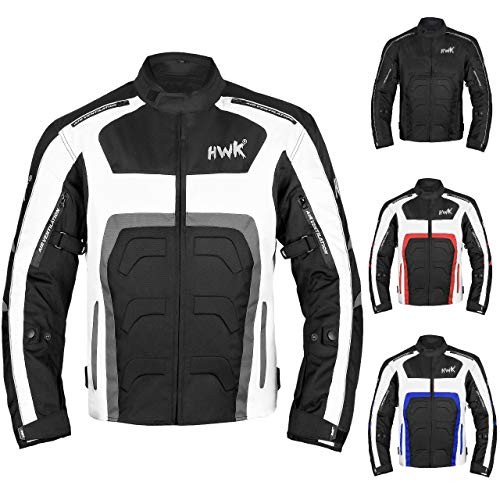 Textile Motorcycle Jacket Motorbike Jacket Breathable CE ARMORED WATERPROOF (XXXX-Large, Grey)