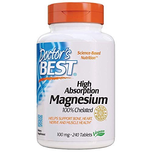 Doctor's Best High Absorption Magnesium Glycinate Lysinate, 100% Chelated, Non-GMO, Vegan, Gluten Free, Soy Free, 100 mg, 240 Tablets