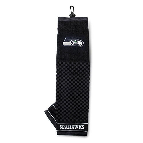 Team Golf NFL Seattle Seahawks Embroidered Golf Towel, Checkered Scrubber Design, Embroidered Logo