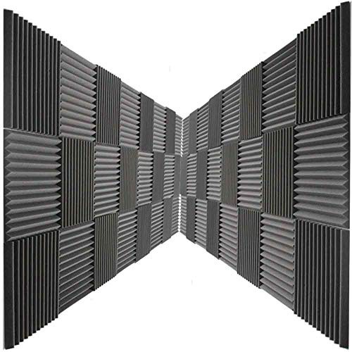 Mybecca 24 Pack Acoustic Foam Panels 2" X 12" X 12" Studio Soundproofing Wedges (24 Square Feet), Charcoal