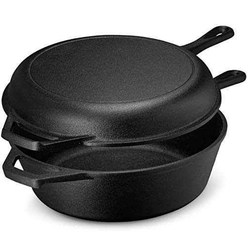 Legend Cast Iron Multi Cooker Skillet Set | 3Q Dutch Oven for Bread, Frying, Cooking | Iron Pan With Lid Works on Induction, Electric, Gas & In Oven | Lightly Pre-Seasoned, Gets Better with Each Use