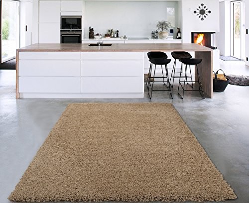 Sweet Home Stores Cozy Shag Collection Solid Shag Rug, 6'7" X 9'3", Beige Color