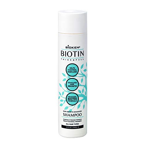 Bioken Thick & Full Biotin Shampoo - Hair Growth Formula with Biotin, Minoxidil and Minerals (10.1 oz)