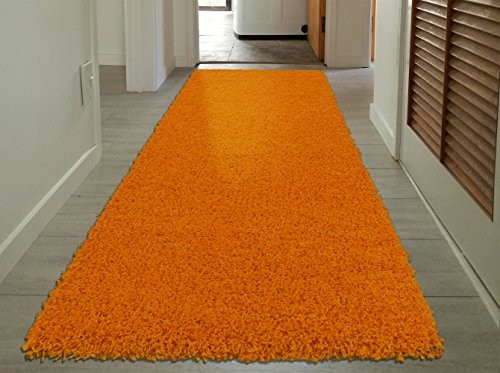 Sweet Home Stores Cozy Shag Collection Orange Solid Shag Rug (2'7"X8'0") Contemporary Living and Bedroom Soft Shaggy Runner Rug