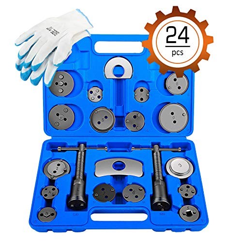 OrionMotorTech 24-Piece Disc Brake Caliper Tool Kit, Front and Rear Brake Piston Compression Tool, Professional Automotive Mechanic Tool Set