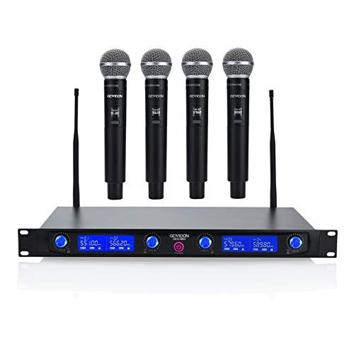 GEARDON Wireless Microphone System 4 Handheld Professional Fixed