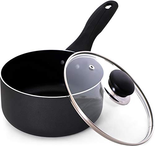 Utopia Kitchen 2 Quart Nonstick Saucepan with Glass Lid - Induction Bottom - Multipurpose Use for Home Kitchen or Restaurant