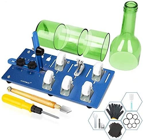 Glass Bottle Cutter Upgraded Bottle Cutting Machine for Cutting Round, Oval Bottles, Home Craft DIY Glass Cutter Bundle Tools for Cutting Wine, Beer, Whiskey, Champagne - Complete Accessories Tool Kit 