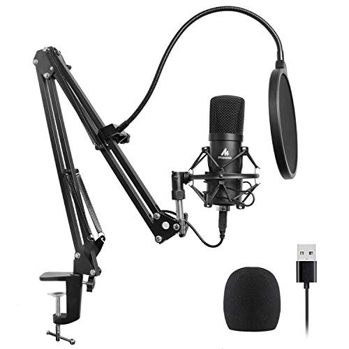 USB Microphone Kit 192KHZ/24BIT Plug & Play MAONO AU-A04 USB Computer Cardioid Mic Podcast Condenser Microphone with Professional Sound Chipset for PC Karaoke, YouTube, Gaming Recording