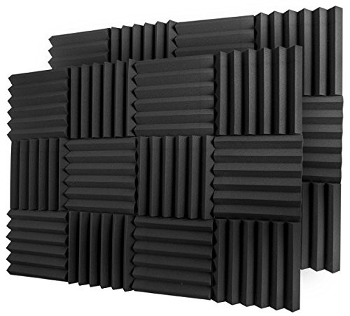 24 Pack Acoustic Foam Panels 2" X 12" X 12" Fireproof - SGS Certified - Soundproofing Studio Foam Wedge Tiles - Top Quality - Ideal for Home & Studio Sound Insulation High Density 1,57 pound/CBF