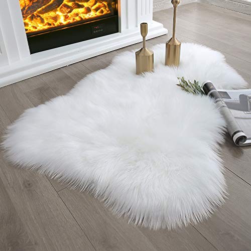 Ashler Soft Faux Sheepskin Fur Chair Couch Cover White Area Rug Bedroom Floor Sofa Living Room 2 x 3 Feet