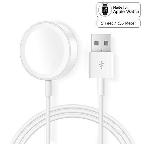 Apple Watch Charger, iWatch Charger Replacement Charging Cable,Magnetic Wireless Portable Charger Pad 5ft/1.5m Charging Cable Cord Compatible Apple Watch Series 4 3 2 1 All 38mm 42mm