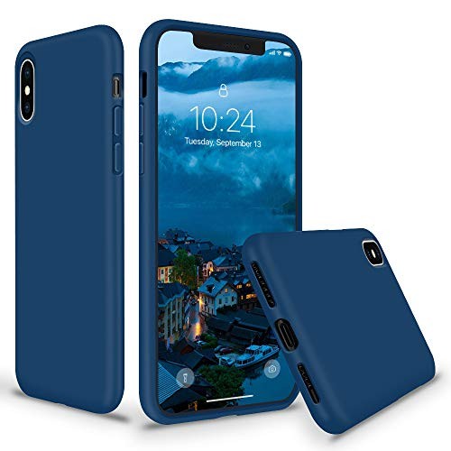 SURPHY Silicone Case for iPhone X iPhone Xs Case, Thicken Liquid Silicone Shockproof Protective Case Cover (Full Body Thick Case with Microfiber Lining) Compatible with iPhone X XS 5.8, Blue Horizon