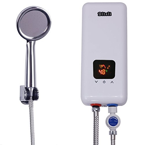 240V 5.5KW 3 Power Levels Instant Electric Hot Tankless Water Heater + Shower Head for Bathroom Kitchen