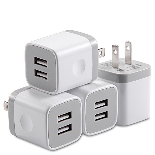 X-EDITION USB Wall Charger,4-Pack 2.1A Dual Port USB Cube Power Adapter Wall Charger Plug Charging Block Cube for Phone 8/7/6 Plus/X, Pad, Samsung Galaxy S5 S6 S7 Edge,LG, ZTE, HTC, Android (White)