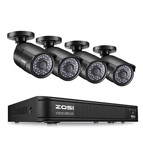 ZOSI PoE Home Security Camera System,8CH 2MP NVR with (4) 2.0 Megapixel 1920x1080 Outdoor/Indoor Surveillance Bullet IP Cameras 120ft Long Night Vision,Remote Access,Motion Detection(No Hard Drive)