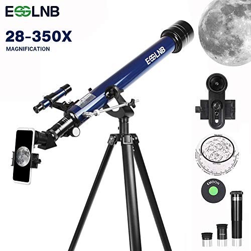 ESSLNB Telescopes for Adults Astronomy Beginners 28X-350X Refractor Telescope with Phone Mount and AZ Tripod