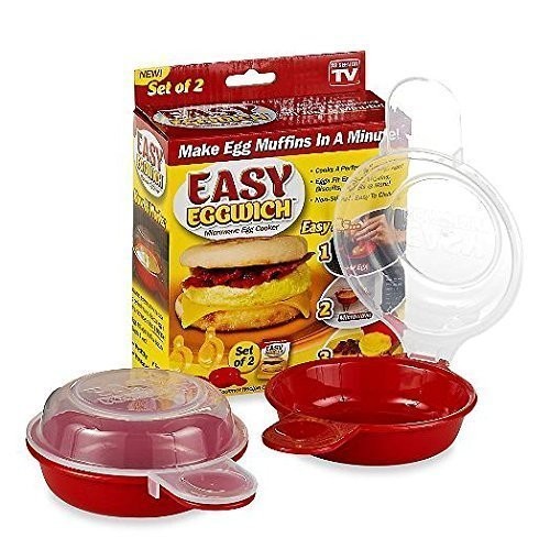 As Seen On TV TSR720 Easy Eggwich Microwave Egg Cooker, Red and clear