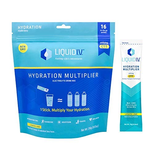 Liquid I.V. Hydration Multiplier, Electrolyte Powder, Easy Open Packets, Supplement Drink Mix (Lemon Lime, 16 Count)