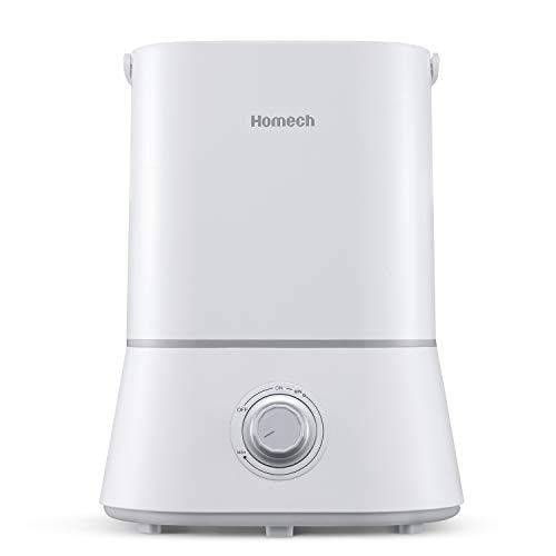 Homech Cool Mist Humidifier, Quiet Ultrasonic Humidifier for Bedroom Home Baby 12-60 Hours, Easy to Clean, 360° Nozzle, Waterless Auto Shut-Off (4L/1.06 Gallon US 110V)