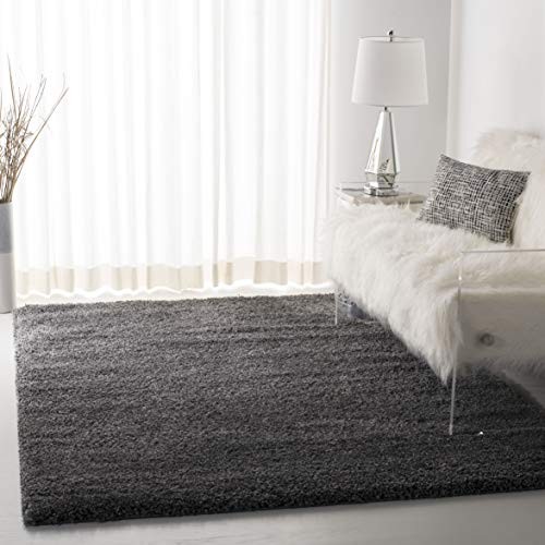 Safavieh California Premium Shag Collection SG151-8484 Dark Grey Square Area Rug (8'6" Square)