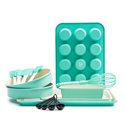 GreenLife CC002429-001 Bakeware Ceramic Baking Set, 12pc, Turquoise