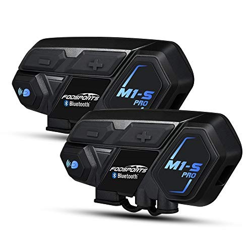 Motorcycle Bluetooth Intercom, Fodsports M1S Pro 2000m 8 Riders Group Motorbike Helmet Communication System Headset Universal Wireless Interphone (Waterproof/Handsfree/Stereo Music/GPS/2 Pack)