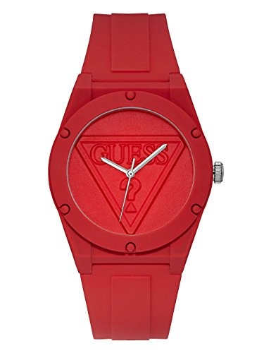 GUESS Iconcic Red Retro Pop Logo Stain Resistant Silicone Watch. Color: Red (Model: U0979L3)