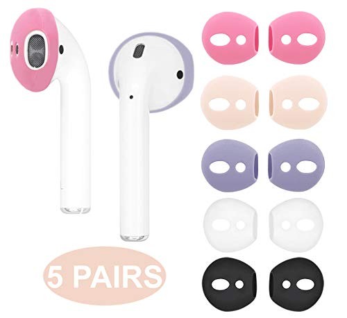 IiEXCEL (Fit in Case) Eartips for AirPods 1 AirPods 2, 5 Pairs Replacement Super Thin Slim Rubber Earbuds Ear Tips Skin Accessories for AirPods 1 & 2 (Fit in Charging Case) 5 Colorful