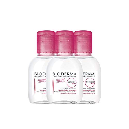 Bioderma Sensibio H2O Soothing Micellar Cleansing Water and Makeup Removing Solution for Sensitive Skin - Face and Eyes - 3 x 3.3 FL.OZ.