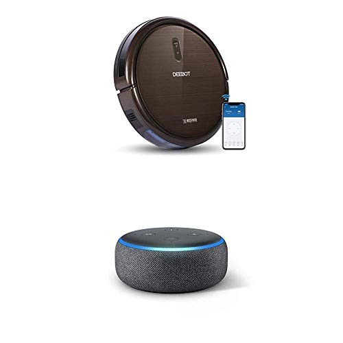 ECOVACS DEEBOT N79S Self-Charging Robot Vacuum Cleaner and Echo Dot (3rd Gen) - Smart speaker with Alexa - Charcoal