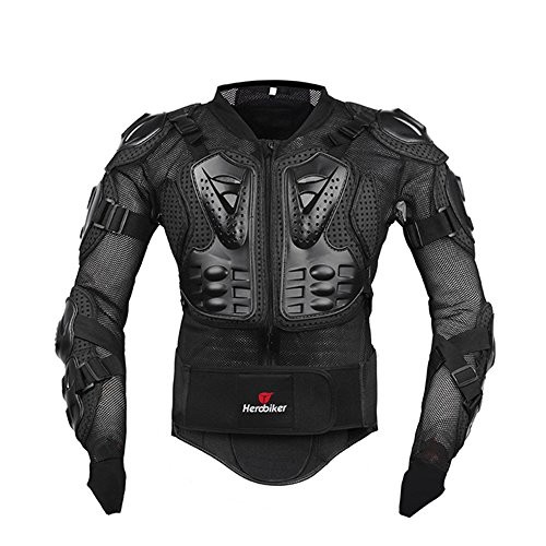 HEROBIKER Motorcycle Full Body Armor Jacket Spine Chest, Black, Size Medium