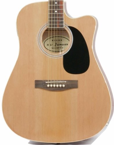 Jameson Guitars Full Size Thinline Acoustic Electric Guitar with Free Gig Bag Case & Picks Natural Right Handed