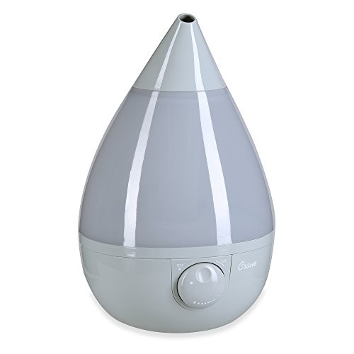 Crane Ultrasonic Cool Mist Humidifier, Filter-Free, 1 Gallon, for Home Bedroom Baby Nursery and Office, Grey