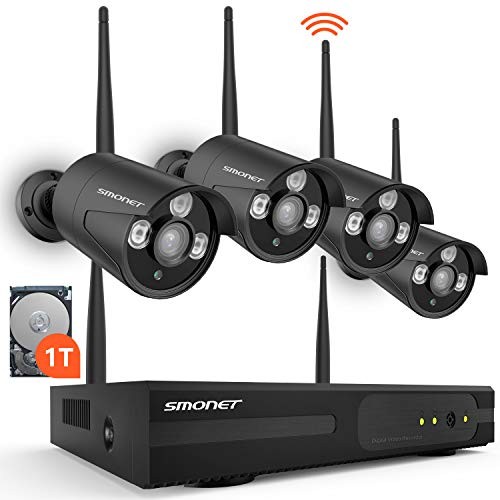 SMONET Security Camera System Wireless,8-Channel 1080P Home Security System(1TB Hard Drive),4pcs 960P(1.3 Megapixel) Indoor/Outdoor Wireless IP Cameras,P2P,Night Vision,Easy Remote View,Free APP