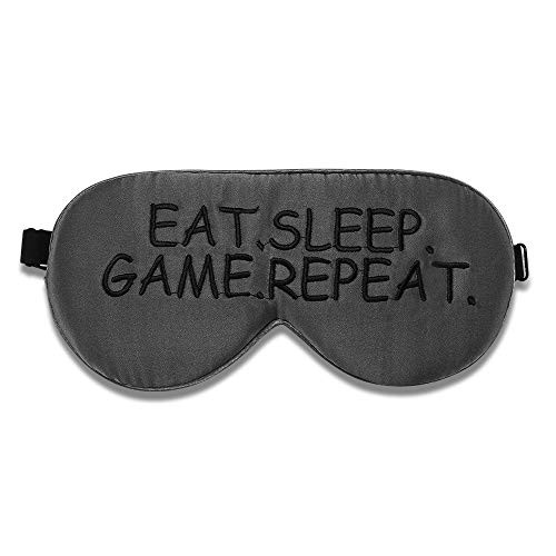 Alaska Bear Natural Silk Sleep Mask, Blindfold, Super Smooth Eye Mask (Charcoal Black Embroidery)