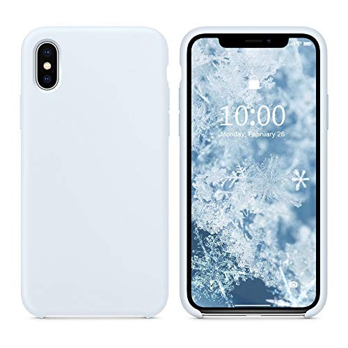 SURPHY Silicone Case for iPhone Xs iPhone X Case, Soft Liquid Silicone Slim Rubber Protective Phone Case Cover (with Soft Microfiber Lining) Compatible with iPhone X iPhone Xs 5.8", Sky Blue