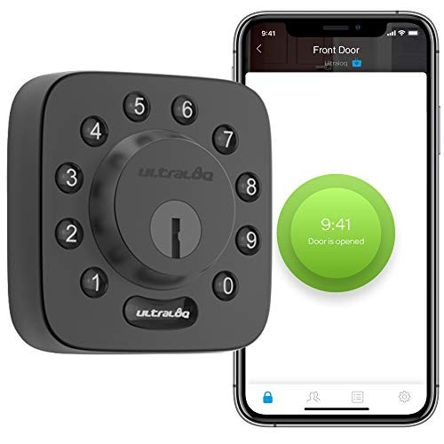 Ultraloq U-Bolt Bluetooth Enabled Keypad Smart Deadbolt Door Lock, Black Smart Lock, Non-Fingerprint Version