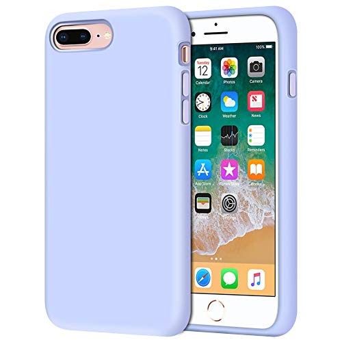 iPhone 8 Plus Case, iPhone 7 Plus Case, Anuck Soft Silicone Gel Rubber Bumper Case Microfiber Lining Hard Shell Shockproof Full-Body Protective Case Cover for iPhone 7 Plus /8 Plus 5.5", Light Purple