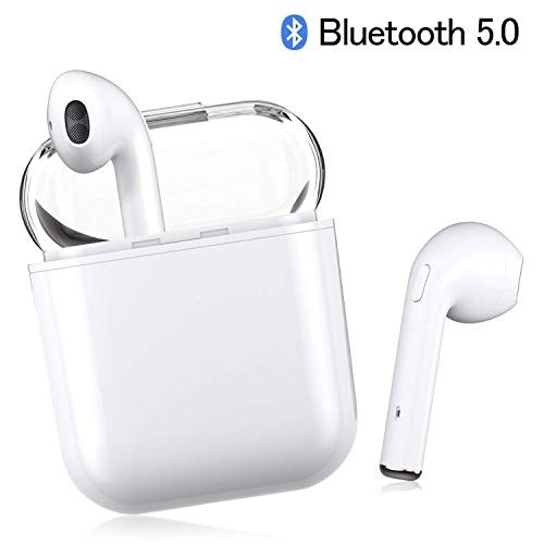 Bluetooth Headset, Wireless Headset Bilateral Call Bluetooth Headset 5.0 Inch Headphones Stereo in-Ear Microphone Built-in Handsfree Headphones (White1)