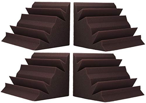 NEW LEVEL Burgundy Acoustic Foam Bass Trap Studio Corner Wall 12" X 7" X 7" (4 PACK)