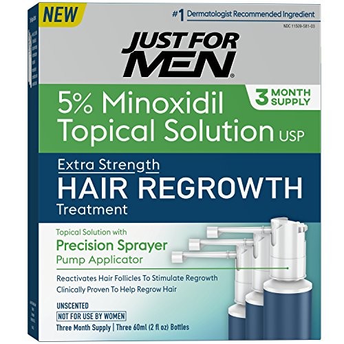 Just for Men Minoxidil Extra Strength Hair Loss Regrowth Treatment with Precision Sprayer, 6 Ounces (3 Month Supply)