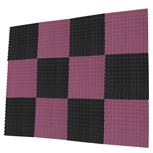 Teraves Acoustic Foam Panels-12 Pack Acoustic Panels Pyramid Soundproofing Studio Foam Sound Proofing Padding for Wall 2" X 12" X 12" Burgundy