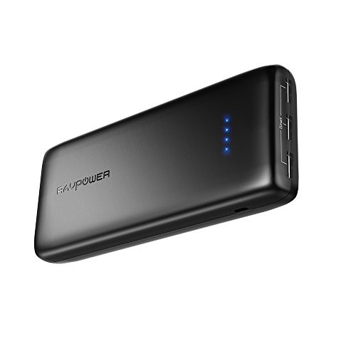 RAVPower Portable Charger 22000mAh External Battery Pack 22000 Power Banks 5.8A Output 3-Port (2.4A Input, iSmart 2.0 USB Ports, Li-polymer Phone Charger) For Smartphone Tablet – Black