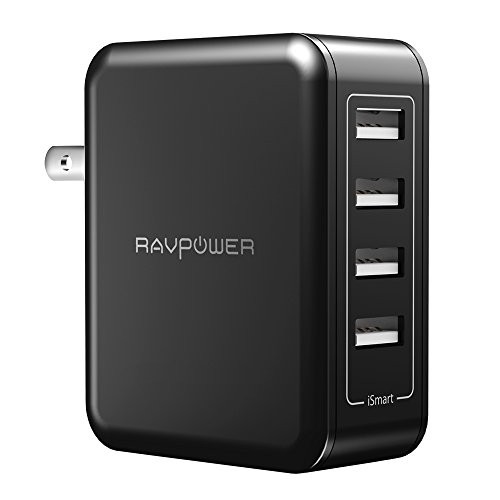 RAVPower USB Wall Charger 40W 8A 4-Port Multi-Port Travel Charger Charging Station, Compatible iPhone Xs Max XR X, iPad Pro Air Mini, Galaxy S9 S8 Note 8 Edge, Smartphone, Tablet and More