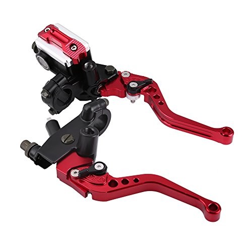 1 Pair Adjustable Break and Clutch Levers, 7/8" Universal Motorcycle Brake Clutch Master Cylinder Reservoir Levers for Motorbike(Red)