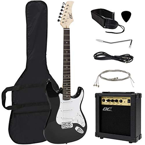 Best Choice Products 39in Full Size Beginner Electric Guitar Starter Kit with Case, Strap, 10W Amp, Strings, Pick, Tremolo Bar (Black)